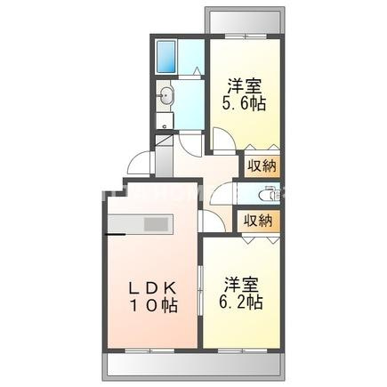 ラ・メゾンAOYAMAの間取り|２面にバルコニーのある２ＬＤＫです★