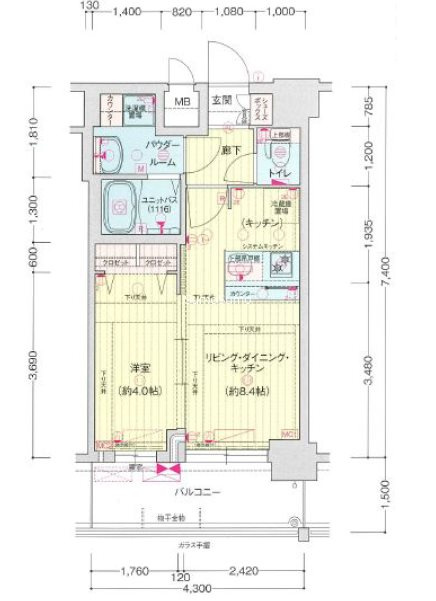 プレサンス南堀江ザ・センスの間取り