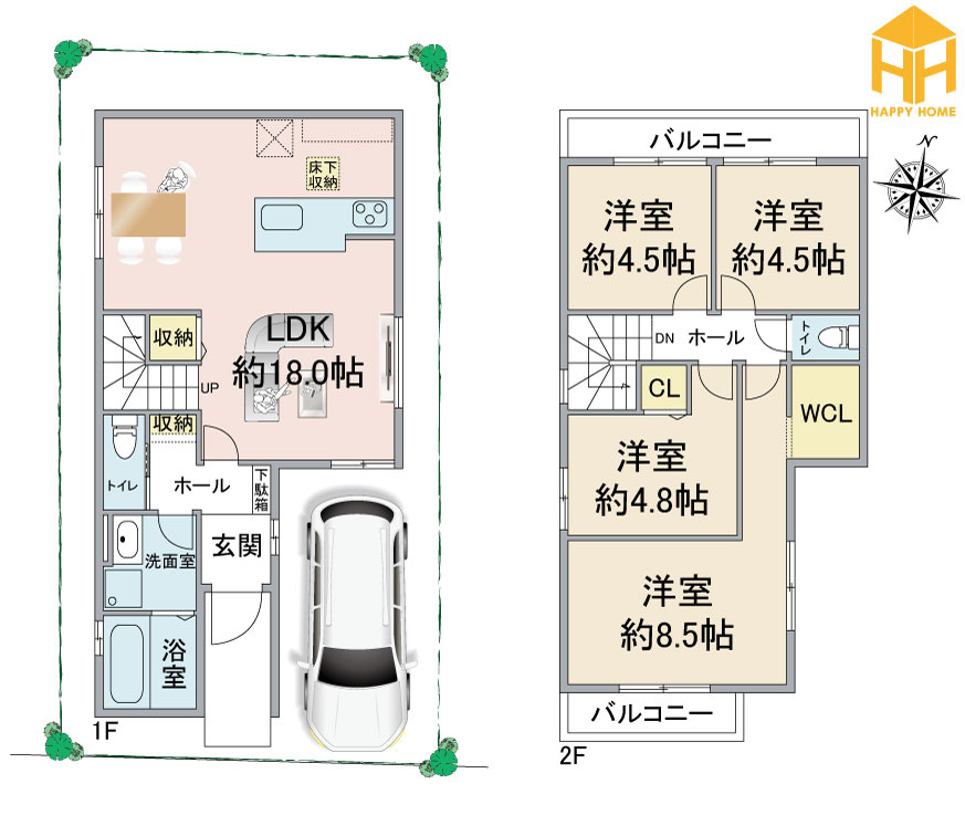 テラシエ箕面市新稲5丁目新築一戸建て｜４LDK＋駐車１台可の間取り|※現況と図面が異なる場合現況を優先いたします。