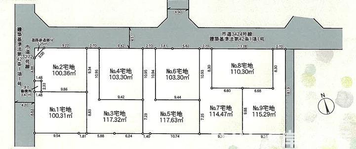 茅ヶ崎市高田4丁目　売地　全９区画の土地図|対象No2