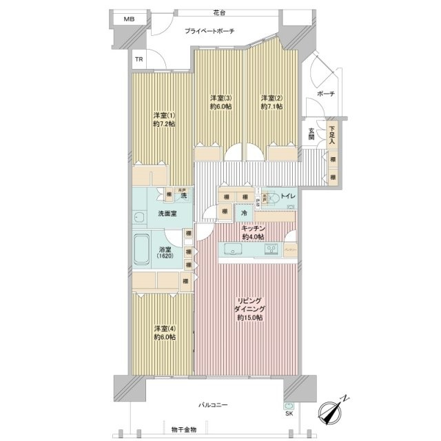 セレナヴィータ新浦安（4階部分）／仲介手数料無料／新規フルリノベーションの間取り