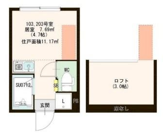 豊島区千川１丁目のアパートの間取り