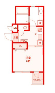 平塚市明石町の賃貸マンションの間取り|洗面台とトイレが別の空間になります♪
