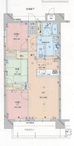 売マンション　グリーンミユキ小山の間取り