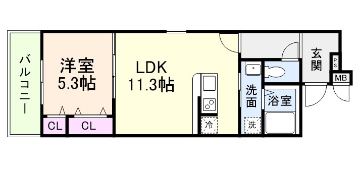 フジパレスレーヴⅡ番館の間取り