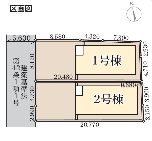 新築戸建　篠ノ井御幣川　全3棟の区画図