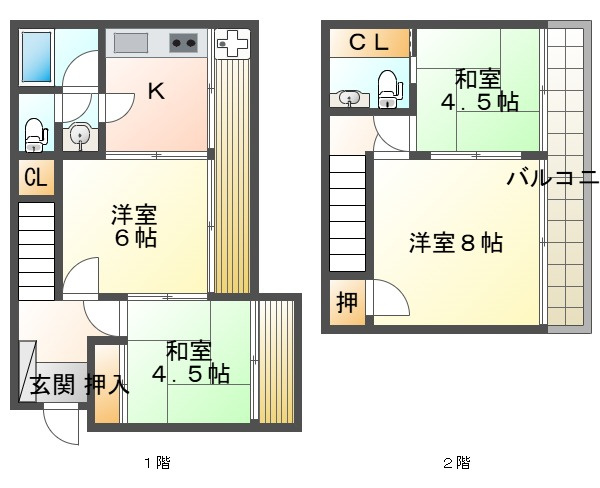 伊川谷町潤和貸家の間取り