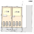 小城市三日月町第2　1号棟の区画図|3台駐車可能