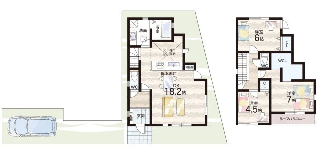 羽曳野市西浦　第01期　新築一戸建ての間取り|2号地