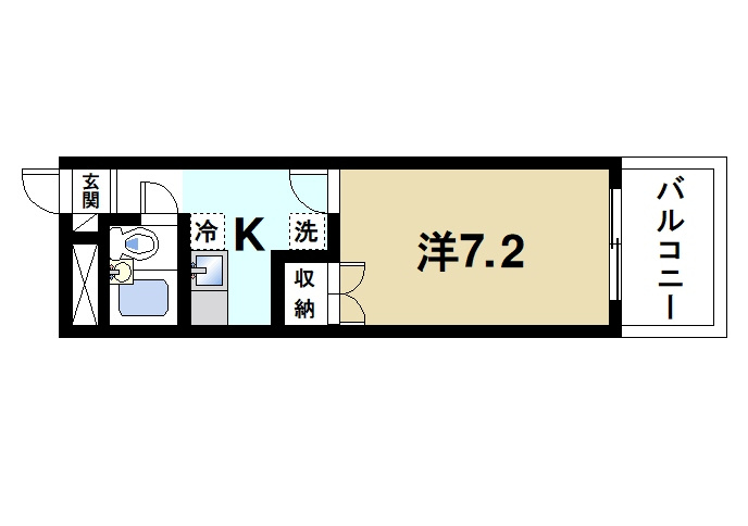 メゾン・ラ・ポムの間取り|お一人暮らしにピッタリの1Ｋのお部屋です。