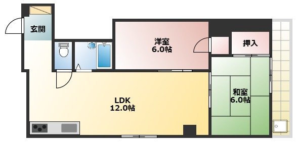 高槻市松原町の賃貸マンションの間取り