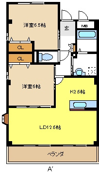 グローヴ大久手Ｂ棟の間取り