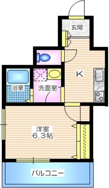 Ｌｕｍｉｅｒｅ　Ｙｏｋｏｈａｍａの間取り|３Ｆ角部屋２面採光　すっきり１Ｋ２７．１９平米