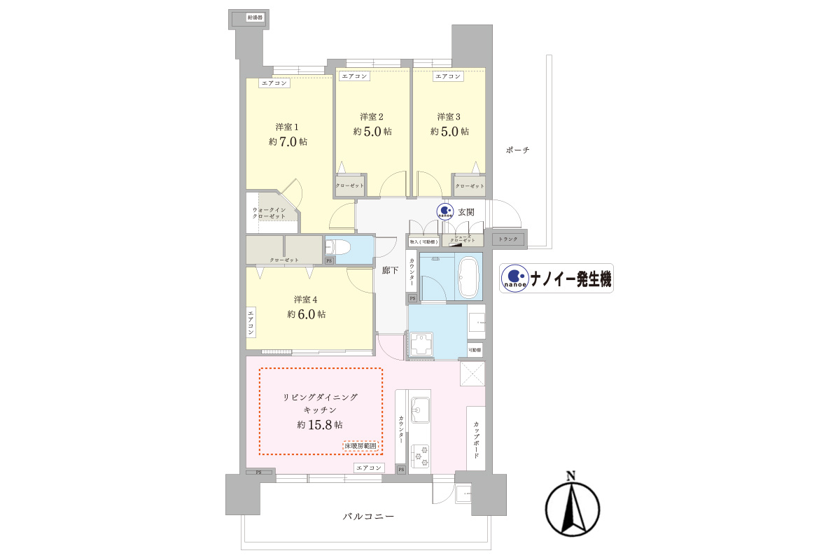 ワンダーベイシティSAZANサウスウイング（14階部分）／仲介手数料無料／新規フルリノベーションの間取り