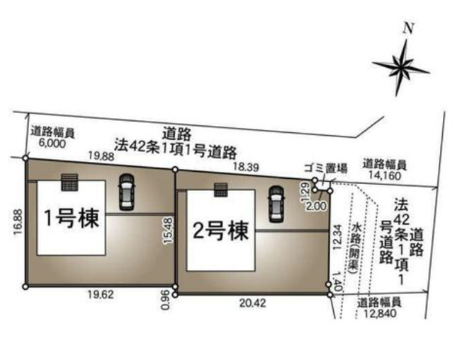 【区画図】 | 加須市水深第4　新築戸建　全2棟　1号棟