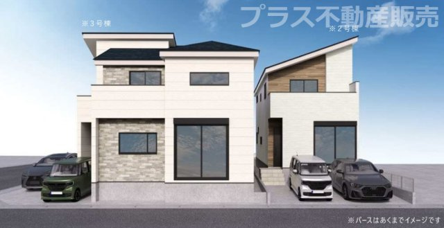 【外観】 | 福岡市早良区有田2丁目1期　3号棟（全3棟）【仲介手数料無料・0円】 | 完成イメージの外観パースです。