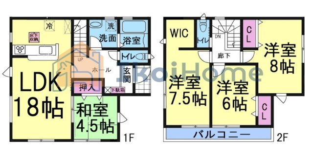 明石市魚住町清水27期　新築戸建の間取り