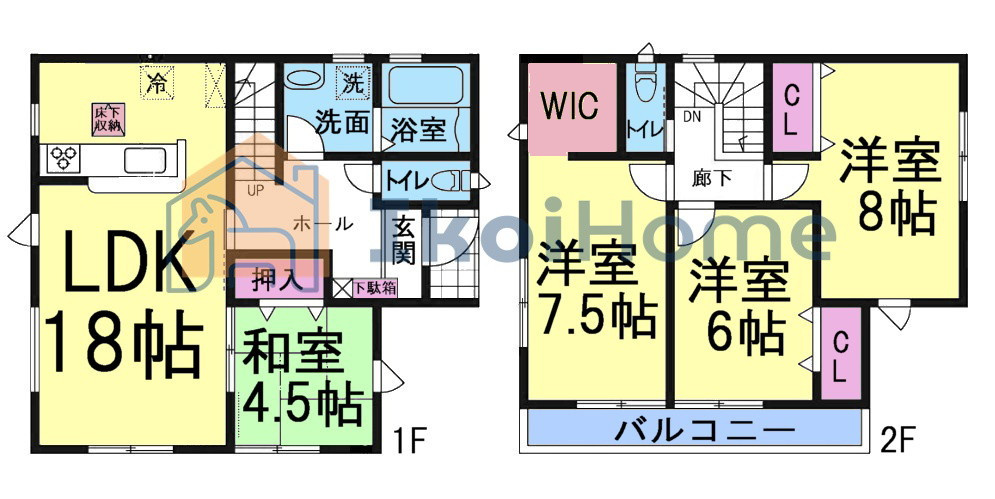 明石市魚住町清水27期　新築戸建の間取り|【ホームページに現地動画掲載中】●年中無休：当日予約可●全室南東向きで陽当り良好！LDK18帖♪