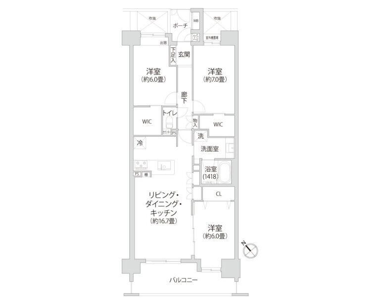 コスモ新浦安東京ベイ（4階部分）／仲介手数料無料／新規フルリノベーションの間取り