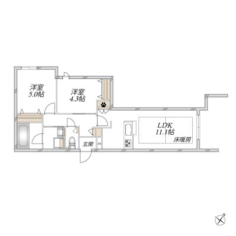 【間取り】 | シャンテイル幡ヶ谷 | 2LDK