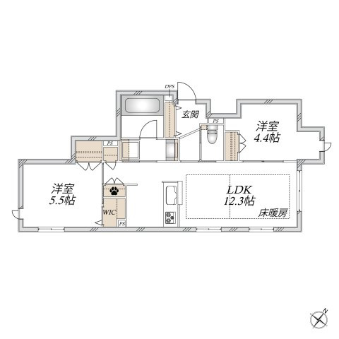 【間取り】 | シャンテイル幡ヶ谷 | 2LDK