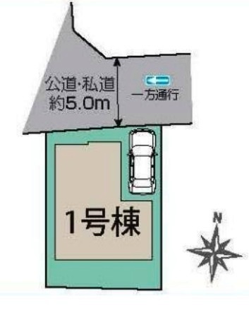 東村山市富士見町3丁目・全1棟　新築一戸建の区画図|カースペース1台・土地面積93.76平米（約28.36坪）
