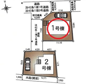 【区画図】 | 府中市若松町4丁目　全2棟　1号棟　仲介手数料無料