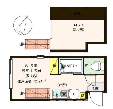 世田谷区上北沢４丁目のアパートの間取り