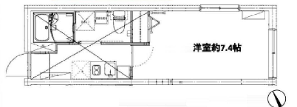 トレスコート大森山王の間取り|洋室7.4帖+ロフト付の1K南東角部屋2面採光