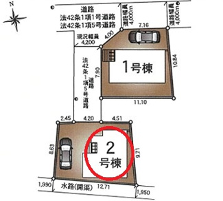 【区画図】 | 府中市若松町4丁目　全2棟　2号棟　仲介手数料無料