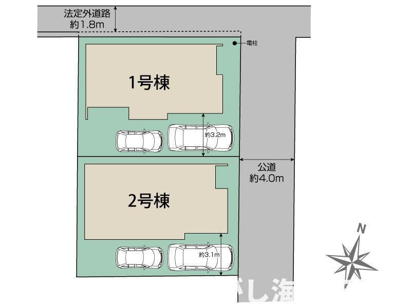 茅ヶ崎市室田３丁目　新築戸建　全２棟の区画図|対象2号棟