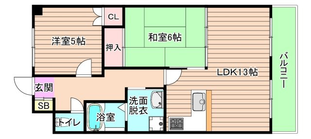 大阪市城東区中央２丁目の賃貸マンションの間取り
