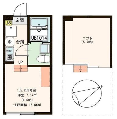 板橋区新河岸３丁目のアパートの間取り