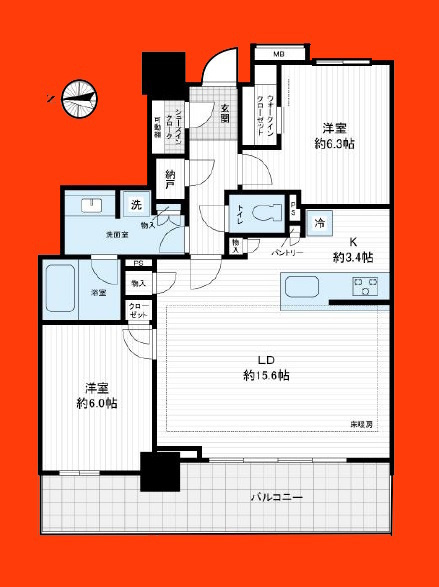 幕張ベイパーククロスタワーレジデンス（29階部分）／仲介手数料無料／内装リフォーム済の間取り