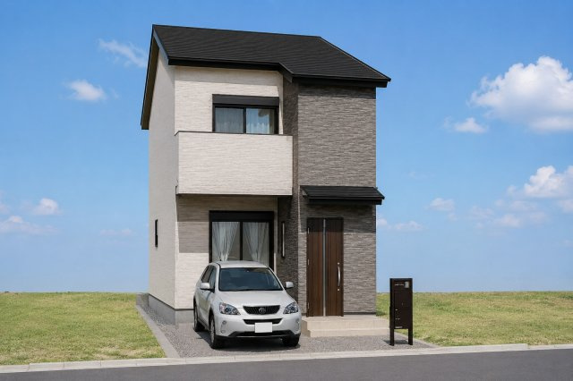納所町　建築条件付土地　【新築参考プラン】の外観パース|【外観パース】
※本パース図はイメージの為、実際の仕上がりとは多少異なる場合がございます。（新築参考プラン建物面積85.06㎡、建物価格1798万円）