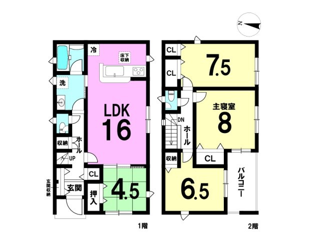 新築戸建　上塩冶町第1-２号棟の区画図