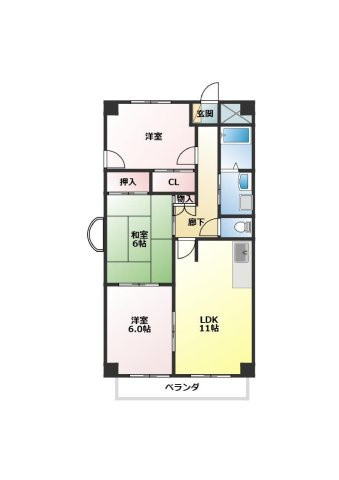クレストパレス学園前の間取り