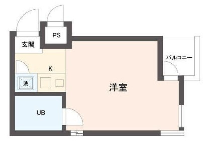 エヴェナール大森の間取り|北向きバルコニーの1R