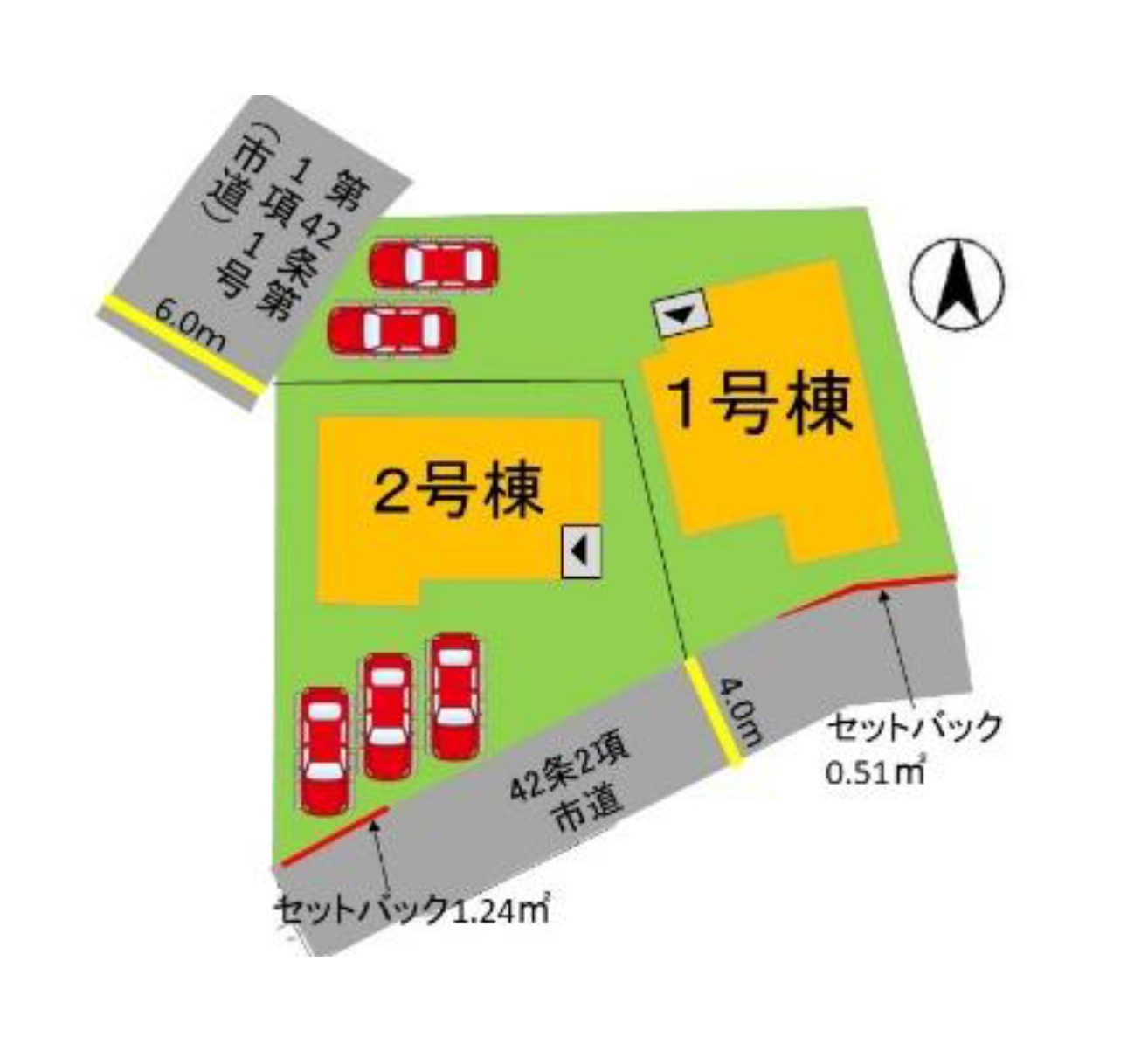 福津市西福間2丁目第1-2棟（1号棟）の区画図|配置図（1号棟）