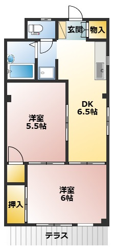 【間取り】 | コートヒルズ | ペット飼育可！２ＤＫのお部屋です！