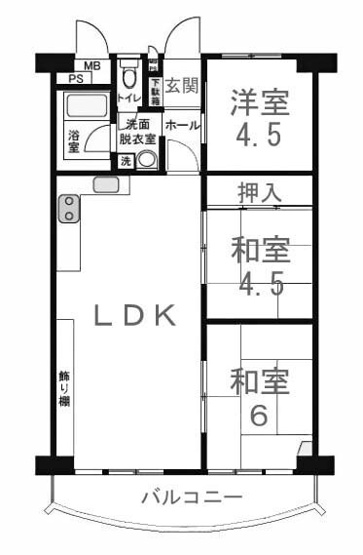 【間取り】 | 深草西浦住宅 | 専有面積66.66㎡