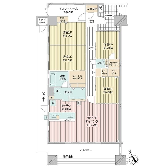パティオスエリスト （5階部分）／仲介手数料無料／新規フルリノベーションの間取り