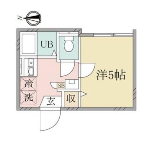 Lilas Terrace西糀谷(リラ　テラス西糀谷の間取り|東向きの1K洋室5帖と少々コンパクトですがバストイレ別独立洗面台！