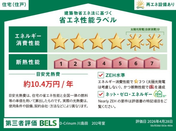 D-crinum川島田の省エネ性能ラベル