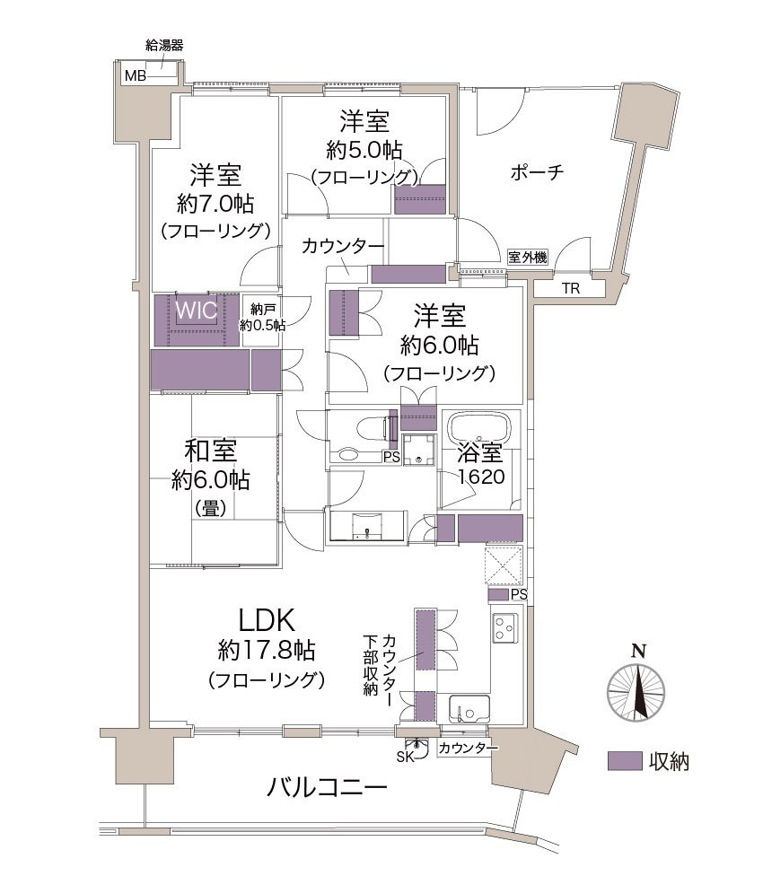 ワンダーベイシティSAZANサウスウイング（3階部分）／仲介手数料無料／内装リフォーム済の間取り