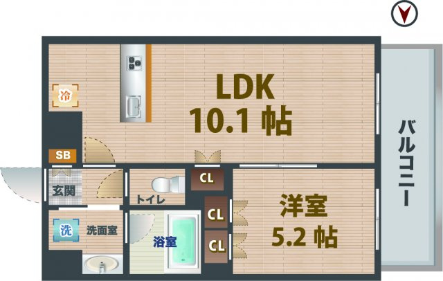 【間取り】 | プラウドフラット中野 | 1LDKのお部屋です。