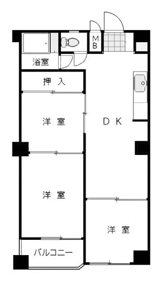 【間取り】 | 嵐山リバーサイドハイツ | 専有面積52.25㎡