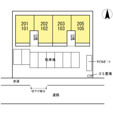 菊池郡菊陽町大字津久礼のアパートの区画図