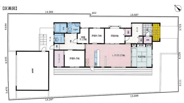 大網白里市みどりが丘2　平屋中古戸建の間取り|平成26年1月築 4SLDK平屋 車3台可能 リビング約20帖 カーポート付 都市ガス上下水 