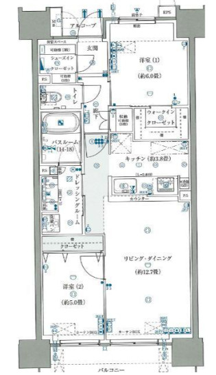 熊本市中央区新町１丁目の賃貸マンションの間取り
